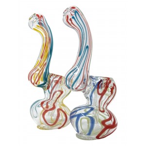 4" Assorted Mini Spiral Line Clear Body Bubbler Hand Pipe - (Pack of 2) [ZD236]
